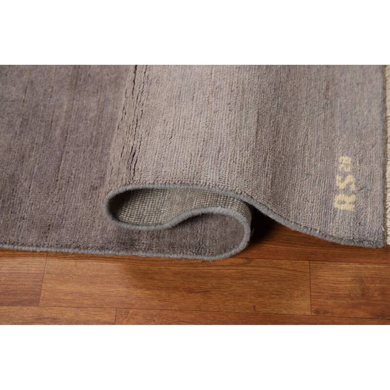 Hand Knotted Oriental 100% Wool Carpet Modern Modern Greys & Charcoal Gabbeh Area Rug - 4' 0'' X 2' 7''