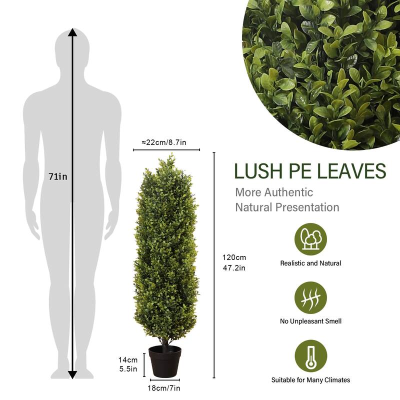 120cm Artificial Cypress Tree Straight Tapered Shape Green Faux Plant for Indoor and Outdoor Use 2pcs/set