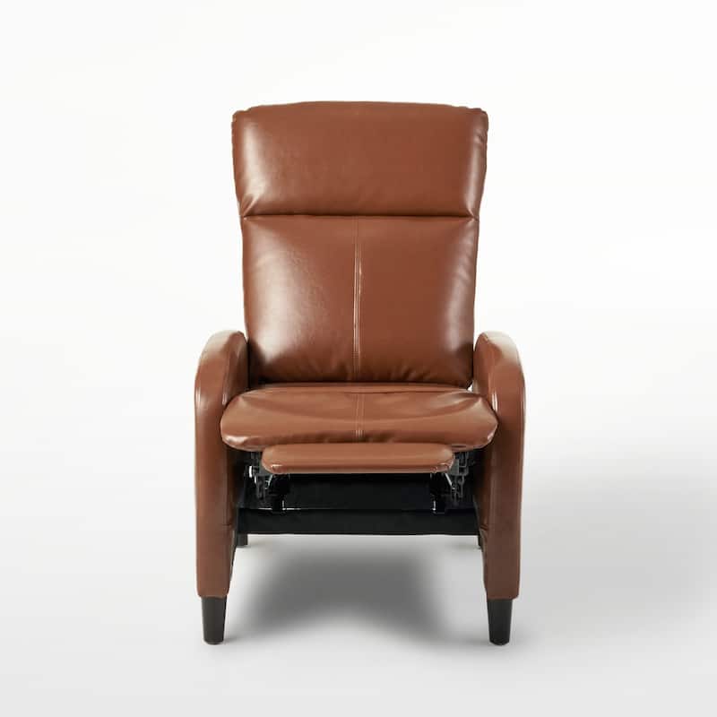 Roomfitters 33.5" Wide Faux Leather Push Back Standard Recliner, Brown