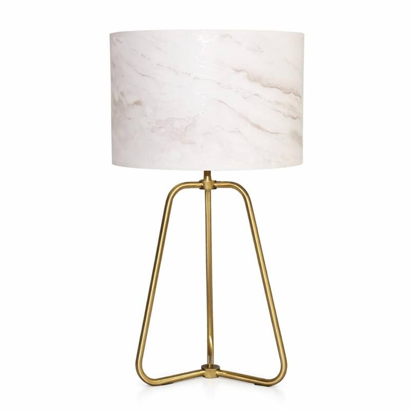 Cardin Marble Shade Table Lamp with Antique Brass Base