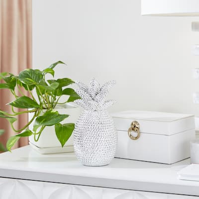 Silver Polystone Glam Sculpture 12 x 6 x 6 - 8 x 7 x 12