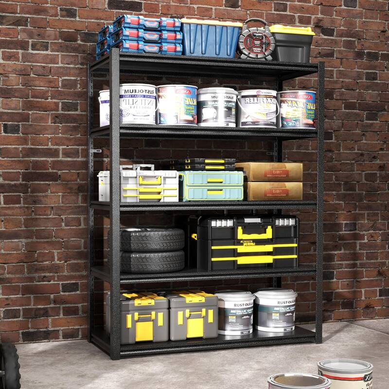63"H 5 Tier Metal Shelves,2000LBS Heavy Duty Storage Shelves Adjustable Garage Shelf Unit Storage Utility Rack