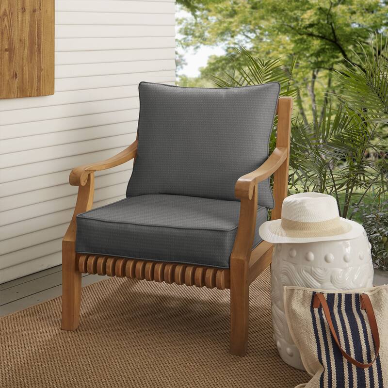 Sorra Home Outdura Solid Indoor/Outdoor Corded Deep Seating Pillow and Cushion Chair Set - 22.5 in x 22.5 in x 5 in - ETC Steel