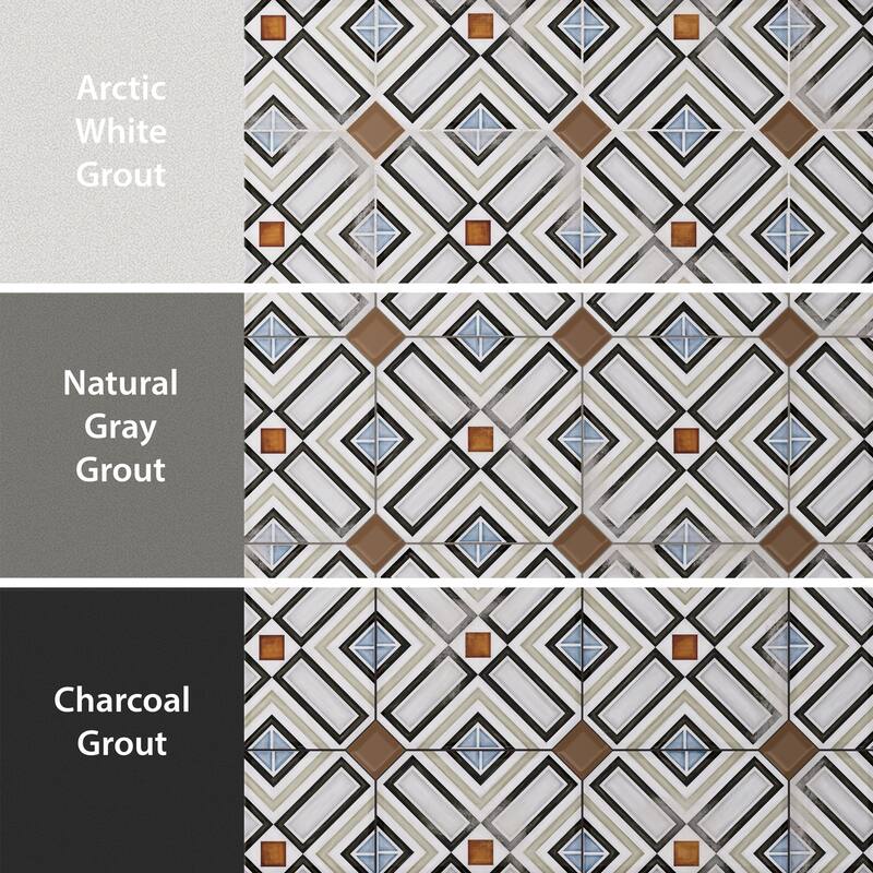 Merola Tile Vaudeville Octagon Deco Ritter with Taco Marron 7-7/8" x 7-7/8" Porcelain Floor and Wall Tile
