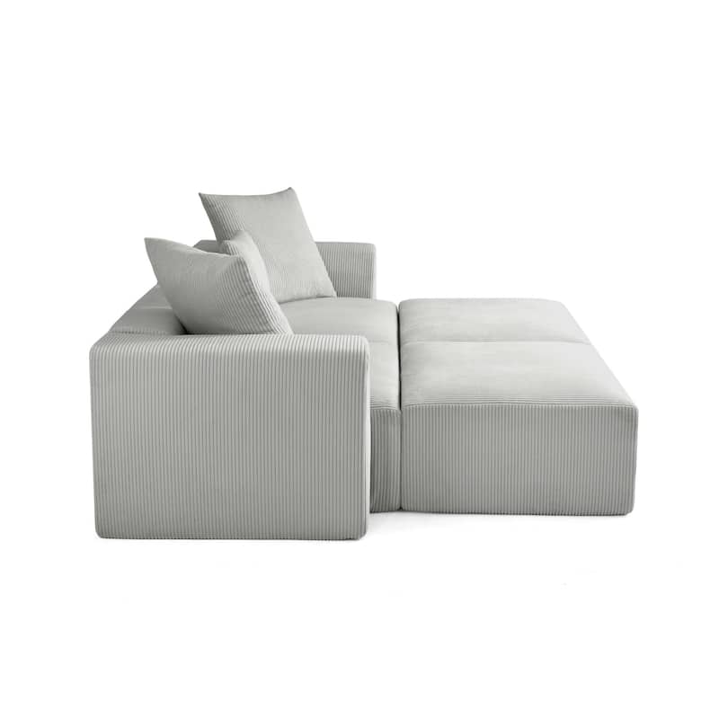 Corduroy Upholstered Modular Sectional Sofa with Ottoman
