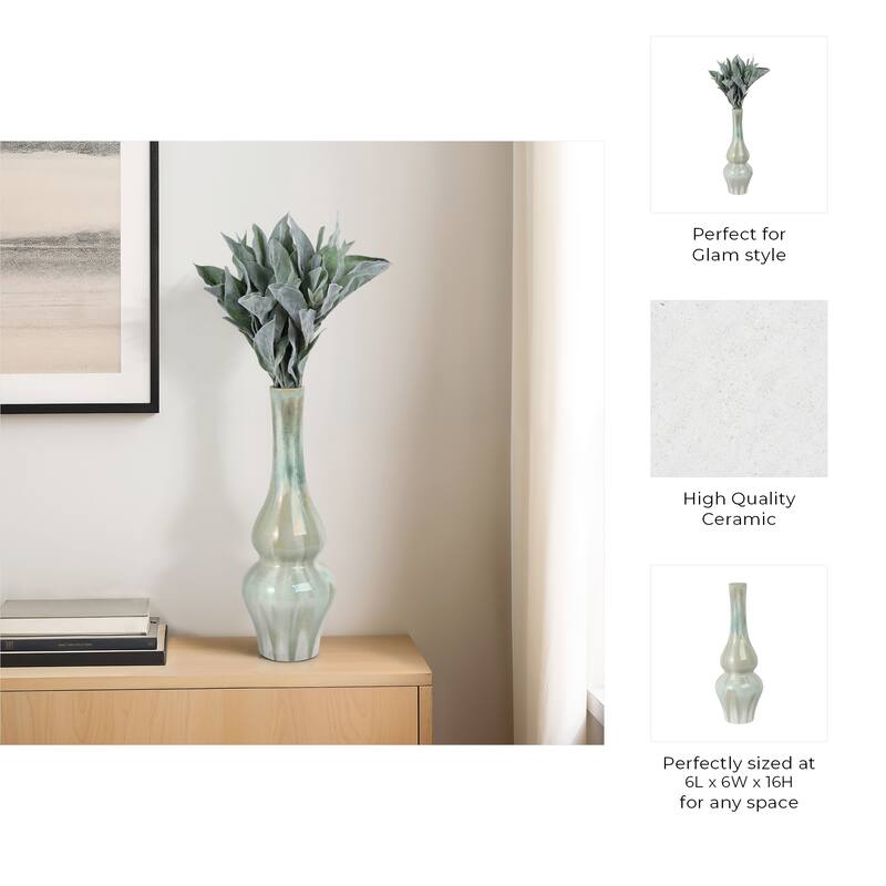 Stoneware Ceramic Vase Tall Sculptural Silhouette Glazed Finish Modern