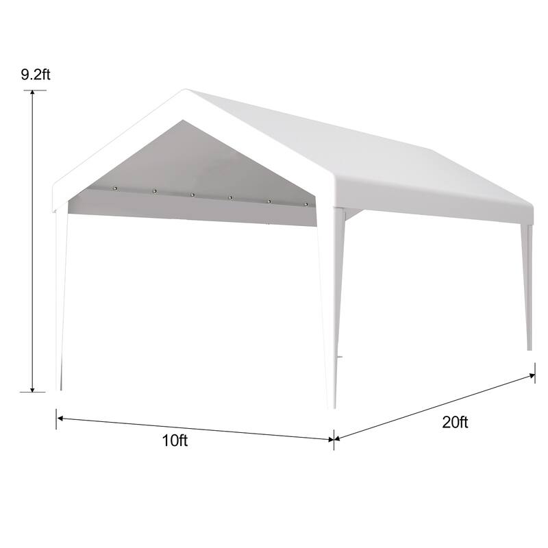 10x20FT Carport Canopy, Waterproof UV Protection, 72 Elastic Buckles
