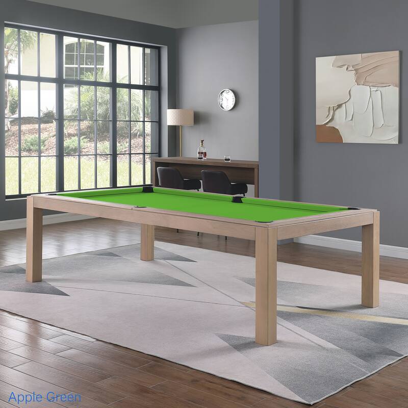 Olivia Driftwood Ash 7ft Billiard Slate Pool Table with Dining TOP - Green/White