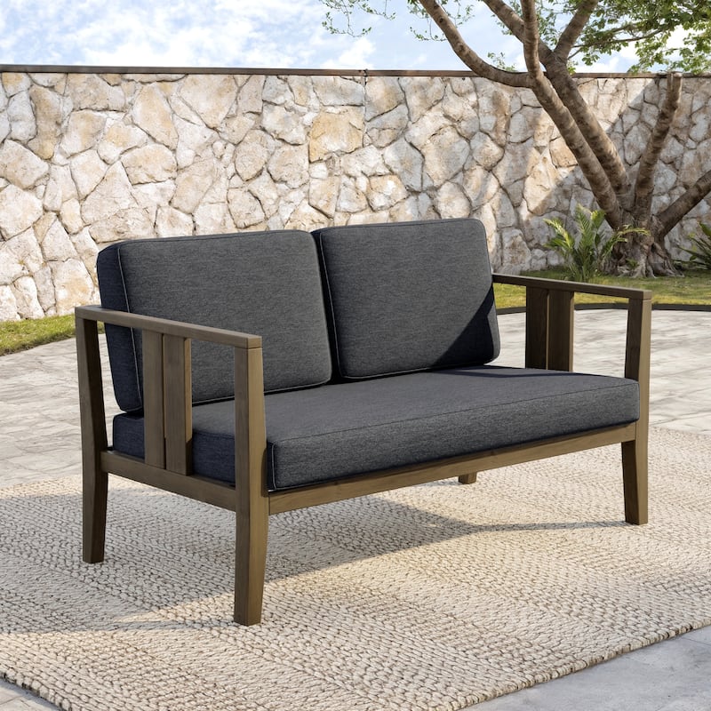 Teak Wood Weatherproof Outdoor Loveseat
