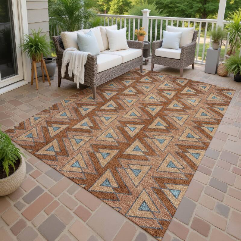 Machine Washable Indoor/ Outdoor Global Lyons Chantille Rug - Paprika - 3' x 5'
