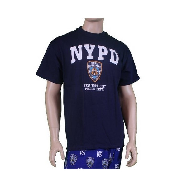 Nypd Nypd Tee Navy Blue Yellow Print Short Sleeve T-Shirt Nypd
