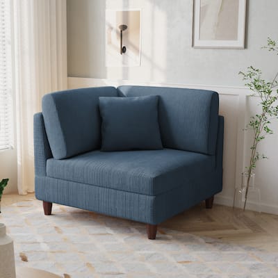 Corduroy Accent Chair with Ottoman Modular Couch Sectional Sofa