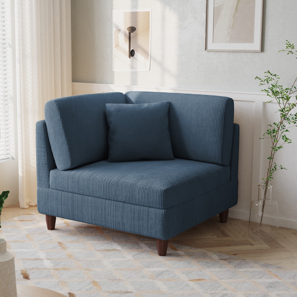 Corduroy Accent Chair with Ottoman Modular Couch Sectional Sofa