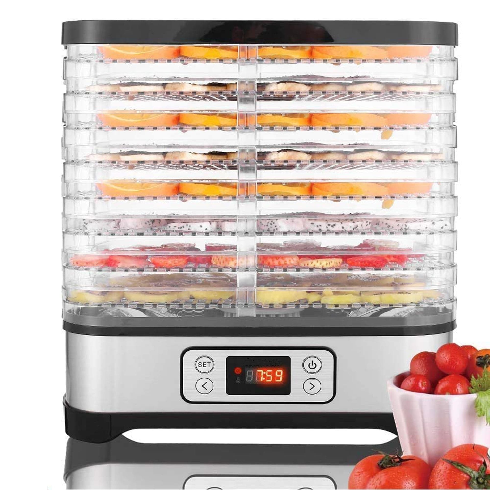 Qhomic Food Dehydrator Machine, 400W Electric Fruit Dryer with Digital  Timer and Temperature Control,8 BPA-Free Trays with Fruit Roll Sheet for  Jerky/Meat/Beef/Vegetable(Red) 