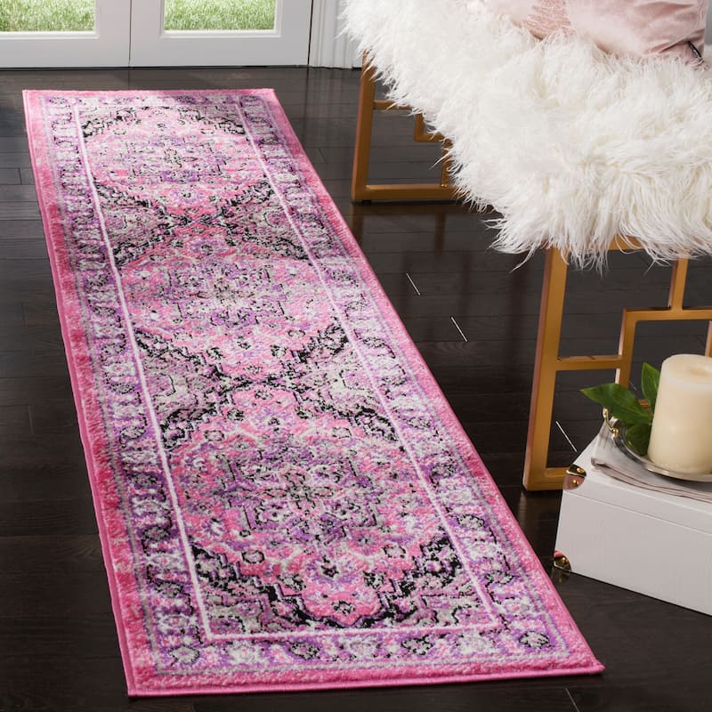 SAFAVIEH Skyler Agoritsa Oriental Boho Rug - 2' x 8' Runner - Pink/Ivory