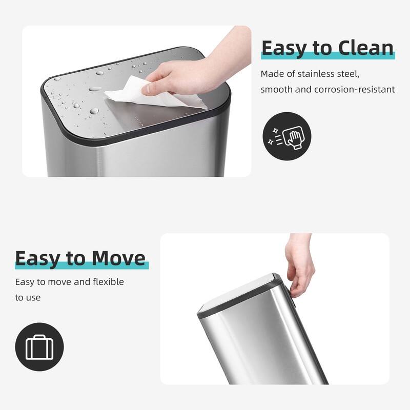 5.3 Gallon Kitchen Trash Can with Lid, Stainless Steel Step On Garbage Can