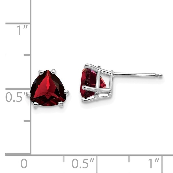 AoneJewelryRound Garnet Earrings for Women in 14k White Gold 7 mm Prong-Setting Gemstone Wedding Jewelry Collection