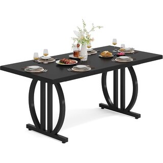 Modern Dining Table for 4-6 People, 63 inch Large Rectangular Kitchen ...