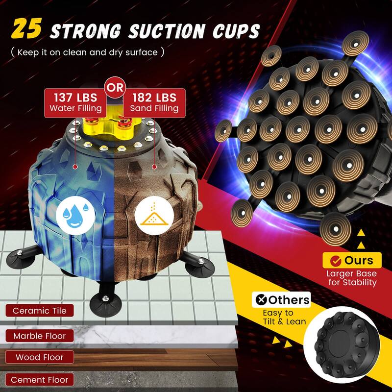Goplus 71" Freestanding Punching Bag with 25 Suction Cups Gloves 182 - 19'' x 19'' x 71'' (L x W x H)
