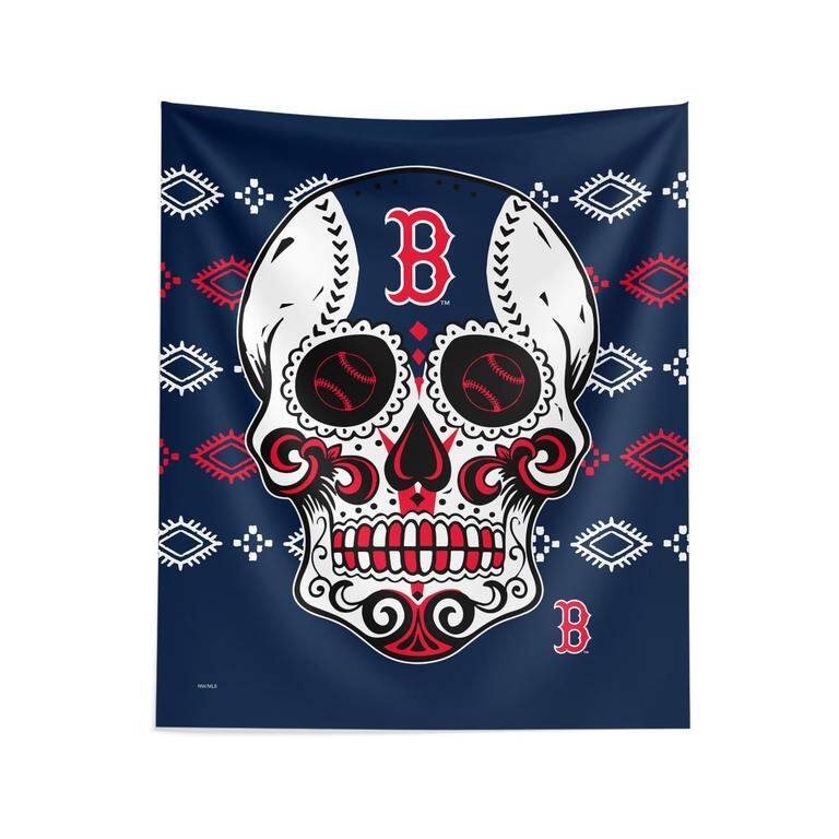 MLB Candy Skull Printed Wall Hanging - 34" x 40" - Boston Red Sox