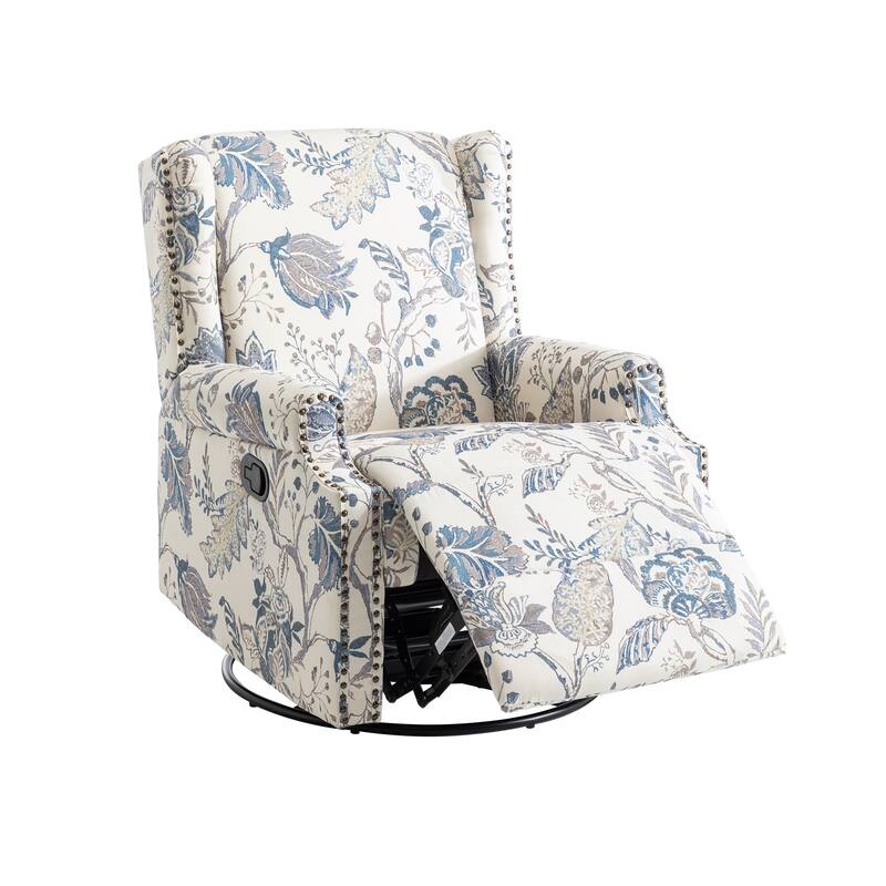 Linen Manual Swivel Base Recliner Chair with Footrest
