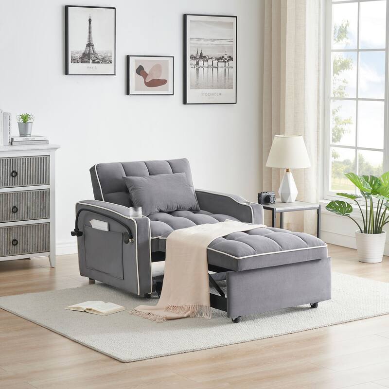 Adjustable backrest multifunctional sofa bed modern design - Dark Gray