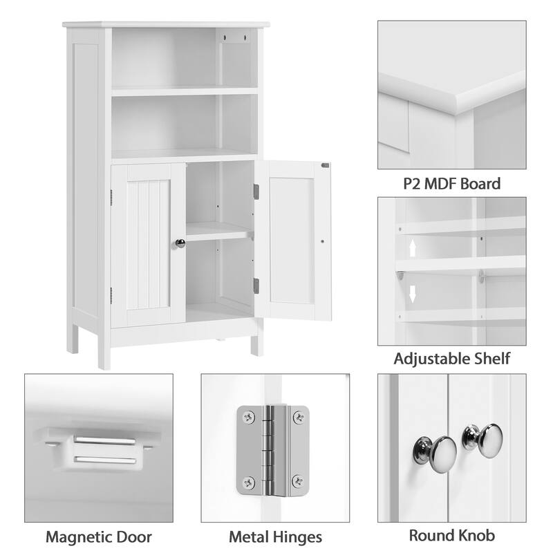 Yaheetech 5-Tier Wooden Bathroom Floor Cabinet with Adjustable Shelf