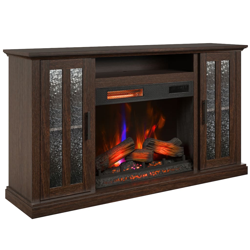 duraflame® Electric Fireplace TV Stand, Farmhouse Media Mantel with Storage, Stromburg Oak