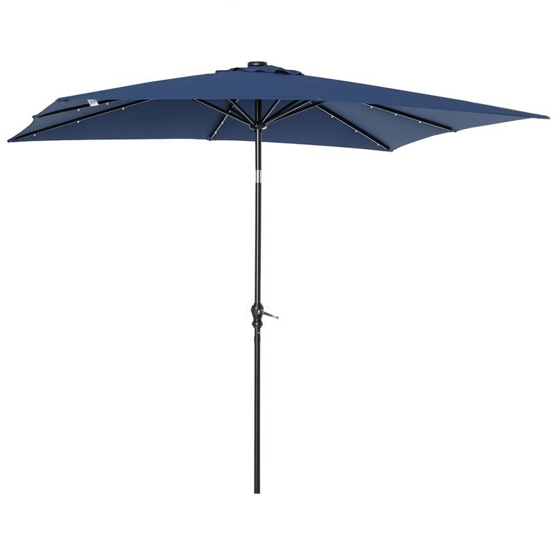 Solar LED Patio Umbrella with Adjustable Tilt, 8.8ft Outdoor Shade with Light for Pool & Deck