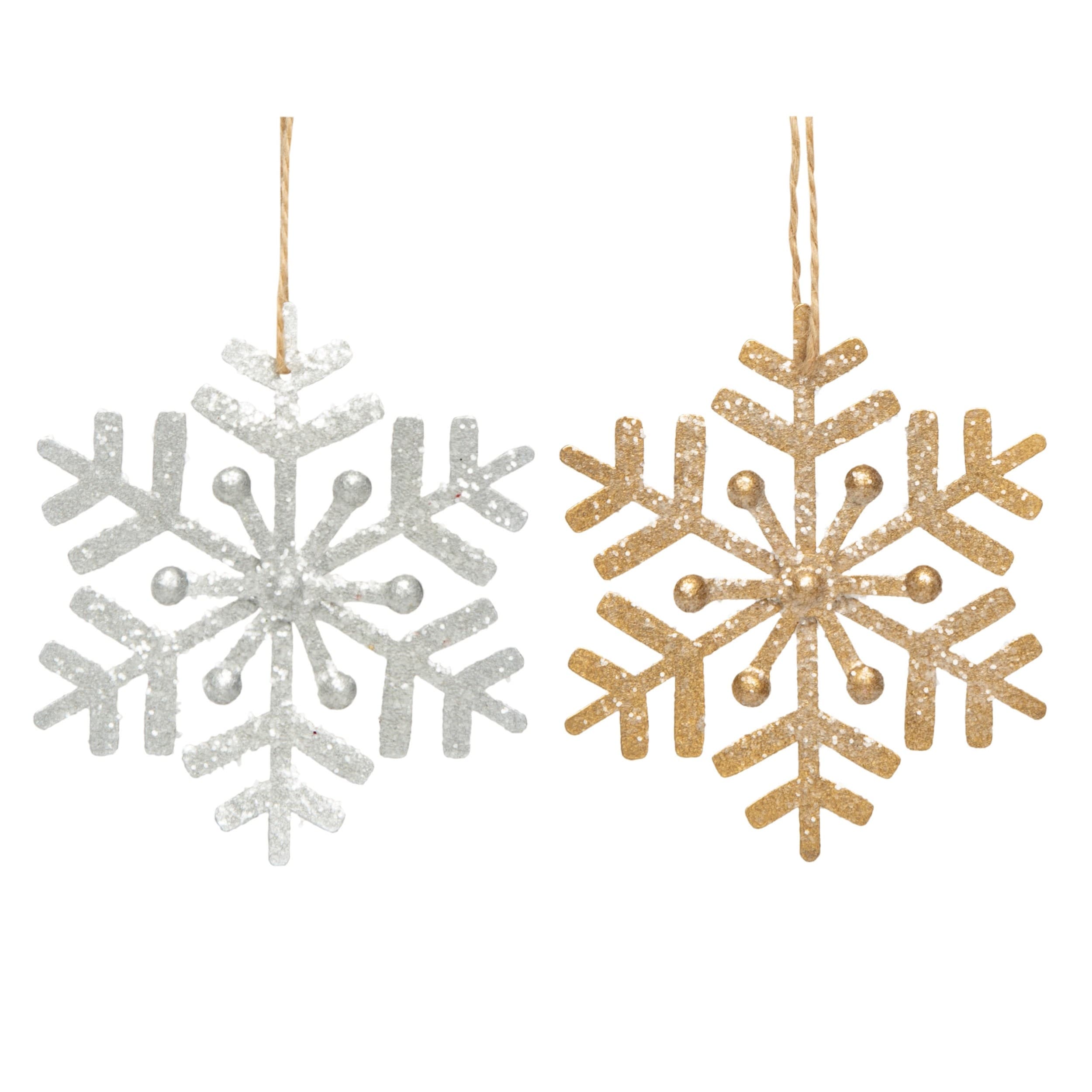 Metal Multicolored Christmas Glitter Snowflake Ornament Set