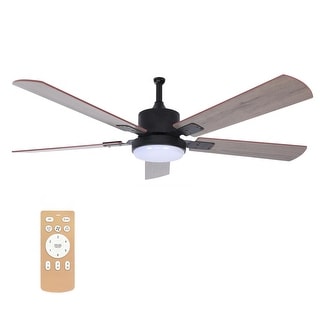 60' Modern Wood Ceiling Fan with Light and Remote Control,6-Speed Noiseless Reversible DC Motor, Ceiling Fan for Kitchen Dinning Living Room