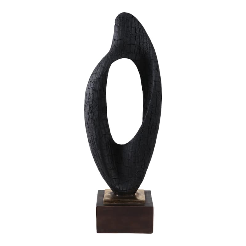 Polyresin Sculpture Abstract Open Oval Design Home Decor - 20" Black - 7" x 4.5" x 20"