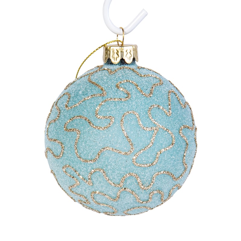 Turquoise Spehere Glass Christmas Tree Ornament Set of 2 - 3.15"