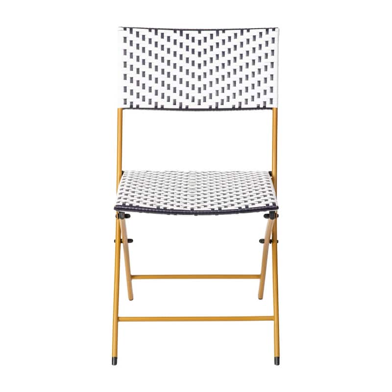 2PC Indoor/Outdoor PE Rattan Folding Bistro Chairs