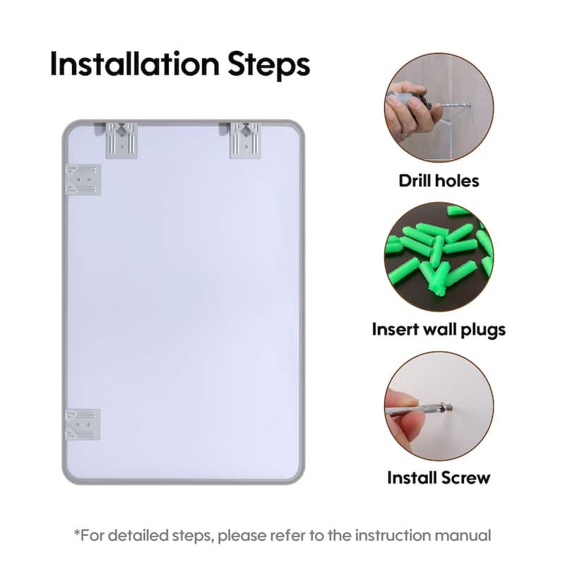 Modern Bathroom Rectangular Wall Mounted Anodized Aluminum Framed Vanity Mirror