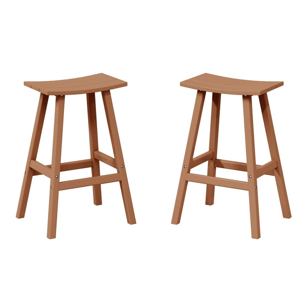 Laguna Hdpe All Weather Outdoor Patio 29" Saddle Seat Bar Stool (Set Of 2)