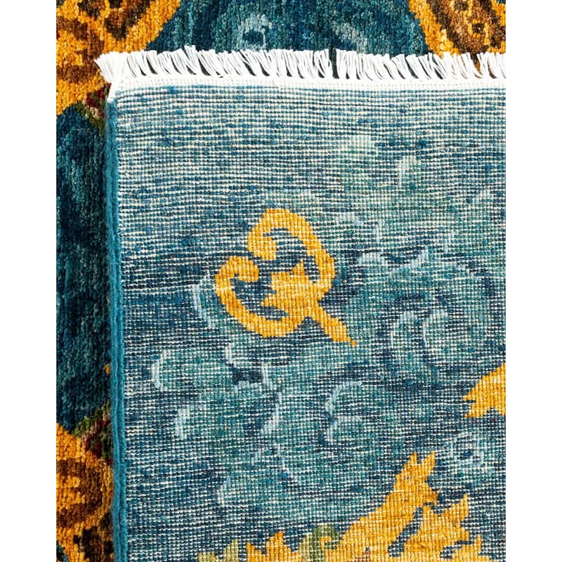 Overton Hand Knotted Wool Vintage Inspired Modern Contemporary Suzani Blue Area Rug - 8' 2" x 10' 6"