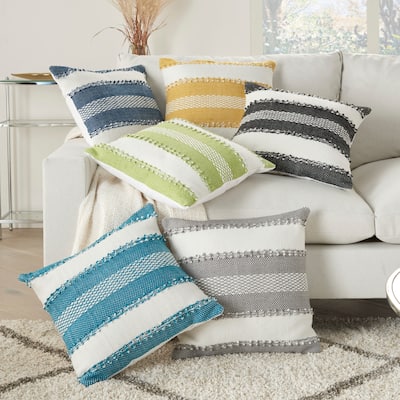 Mina Victory Indoor / Outdoor Woven Stripes & Dots Throw Pillow