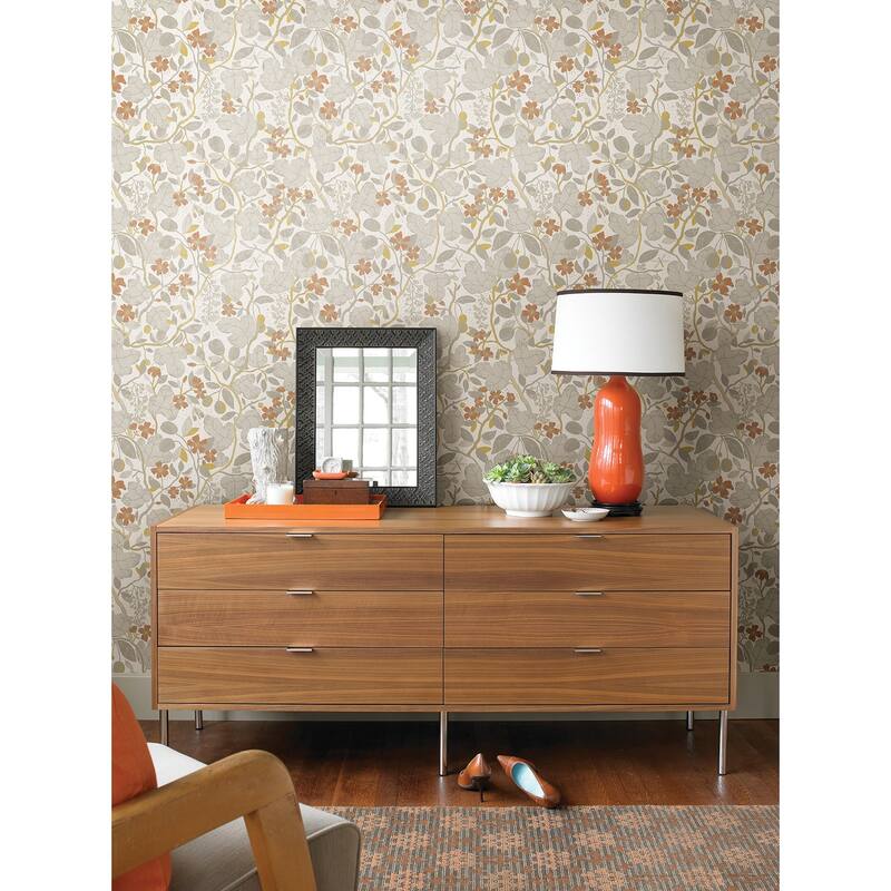 A-Street Prints Ewald Grey Garden Vines Wallpaper