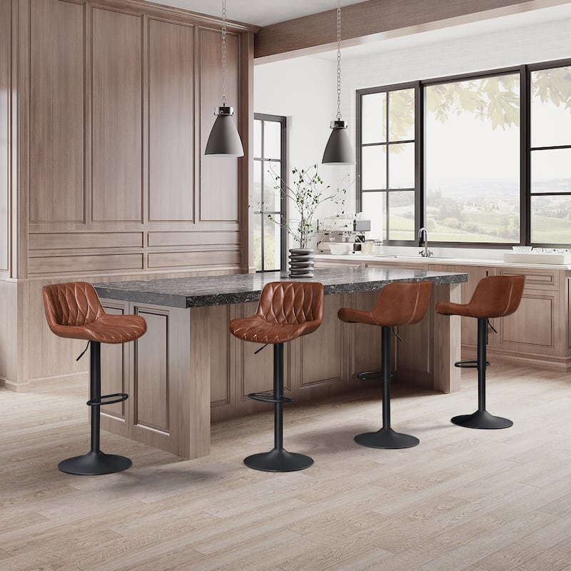 Art Leon Swivel and Adjustable PU Leather Barstool (Set of 2)
