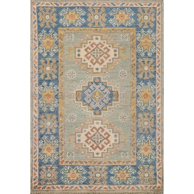 Green Kazak Foyer Rug Handmade Wool Carpet - 2'1" x 3'0"
