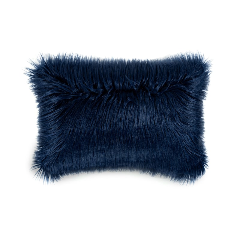 Lush Decor Mongolian Luca Faux Fur Decorative Pillow Cover - Navy - 13" x 20"