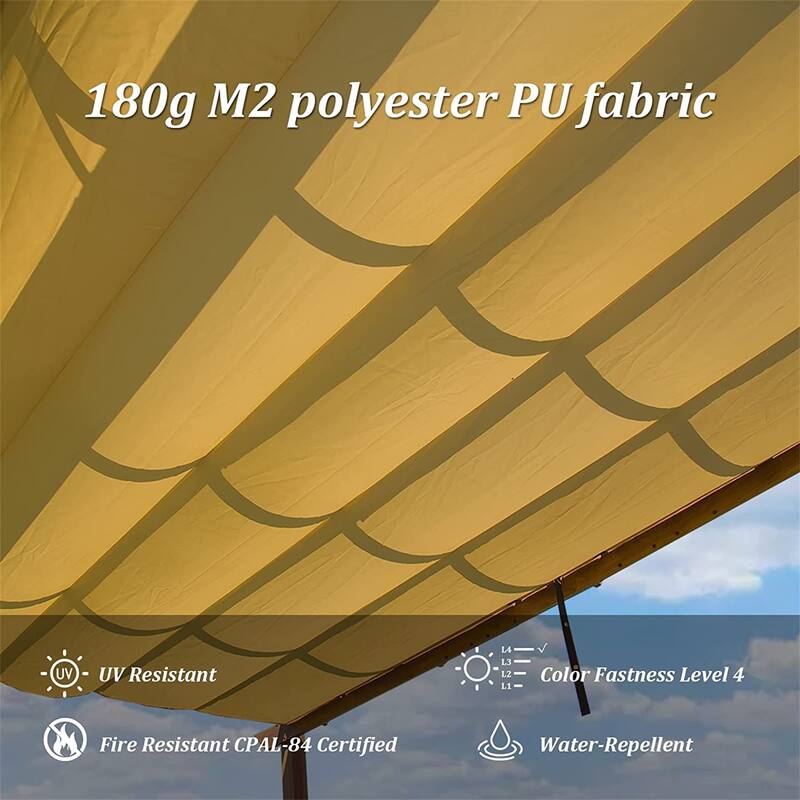 GDFStudio - Jonathan Miller Retractable Pergola with Weather-Resistant Canopy for Outdoor Living Spaces