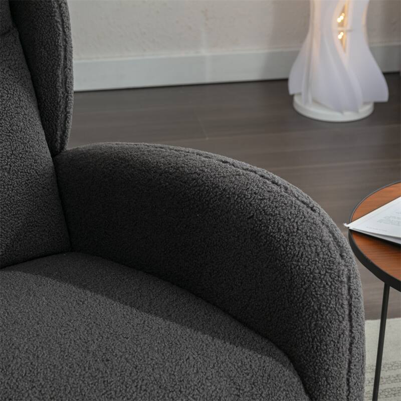 Teddy Fabric Rocking Chair With Packet Wood Legs