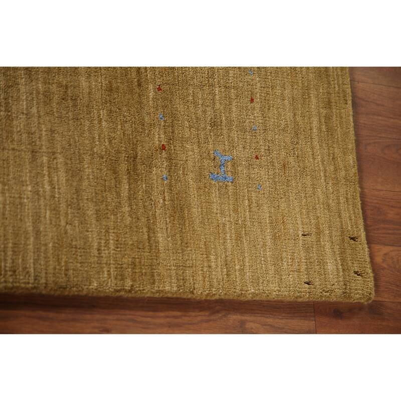 Tribal Gold Gabbeh Oriental Area Rug Handmade Wool Carpet - 5'3"x 7'8"