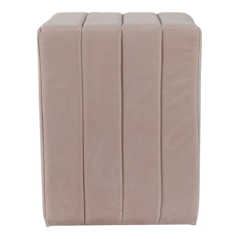 Suede Ottoman Square Compact Pouf Footstool Luxury Accent - 19" Tan