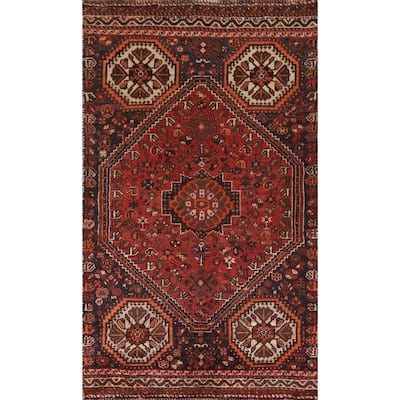 Tribal Geometric Shiraz Persian Vintage Area Rug Handmade Wool Carpet - 3'0"x 5'7"