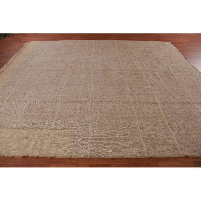 Hand Woven Oriental 100% Jute Carpet Southwestern Modern Brown Kilim Area Rug - 12' 5'' X 10' 4''