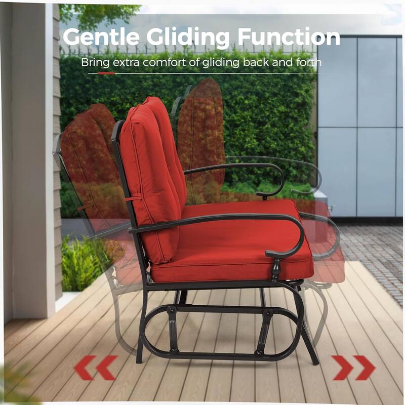 2-Person Outdoor Patio Glider Rocking Chair Cushioned Bench Loveseat