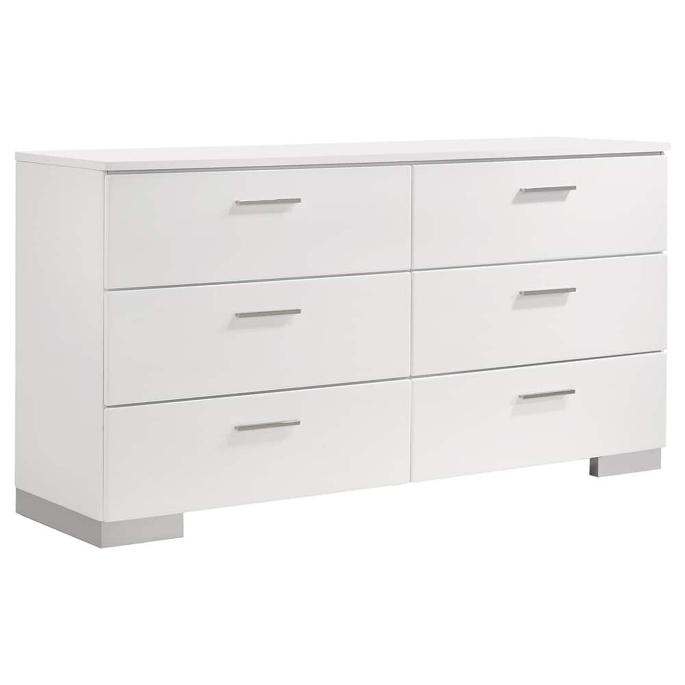 Felicity 6-drawer Wood Dresser White High Gloss